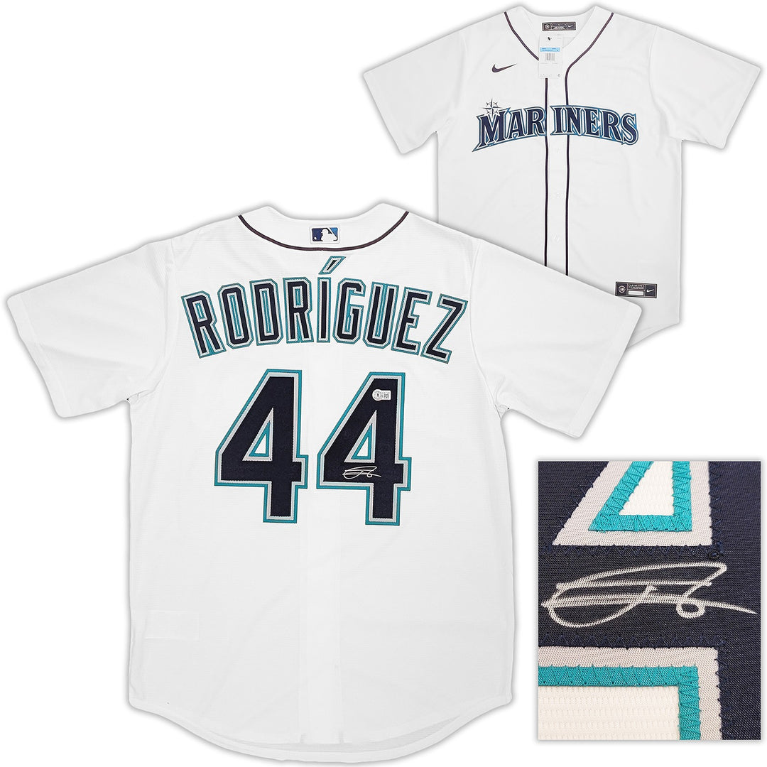 Seattle Mariners Julio Rodriguez Signed White Nike Jersey Size M Beckett