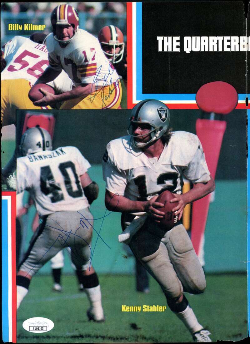 Ken Stabler  Bert Jones Jim Hart Billy Kilmer JSA 8x11 2 Page Photo Signed by 5