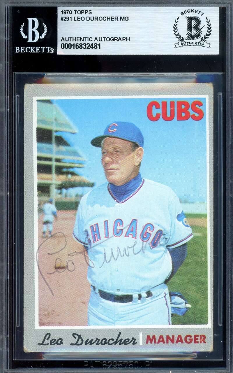 Leo Durocher Beckett BAS Vintage Signed 1970 Topps Autograph