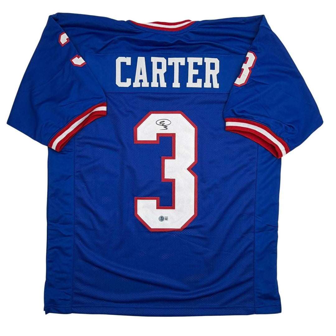 Autographed/Signed Abdul Carter New York #3 Retro Blue Jersey Beckett COA