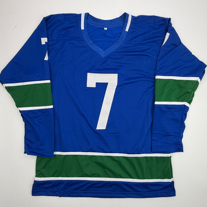 Autographed/Signed Brendan Morrison Vancouver Blue Jersey Beckett BAS COA