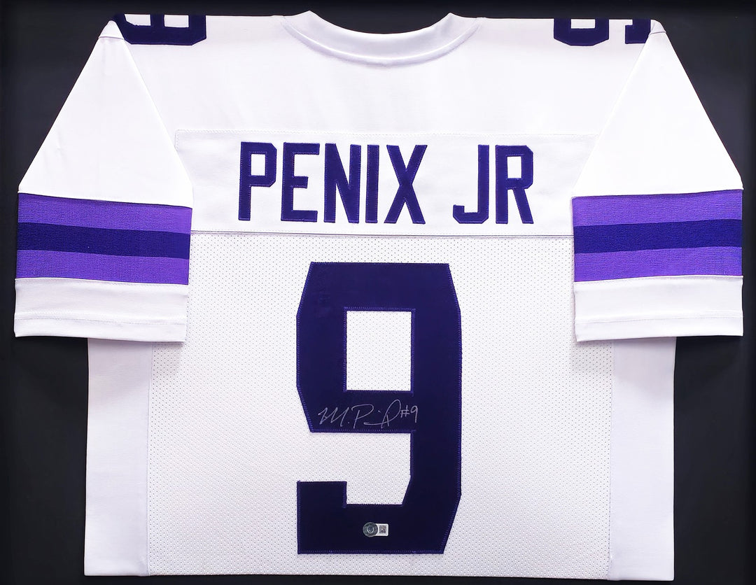 Washington Huskies Michael Penix Jr. Signed Framed White Jersey BAS Witness
