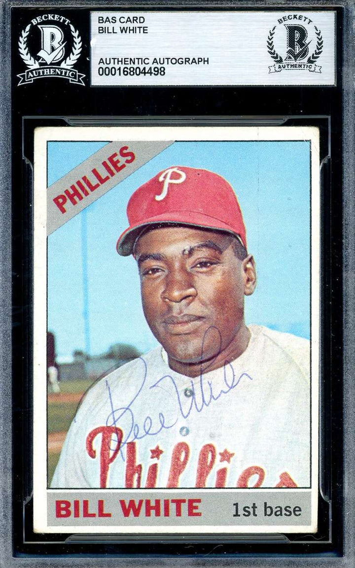 Bill White Beckett BAS Vintage Signed 1966 Topps Autograph