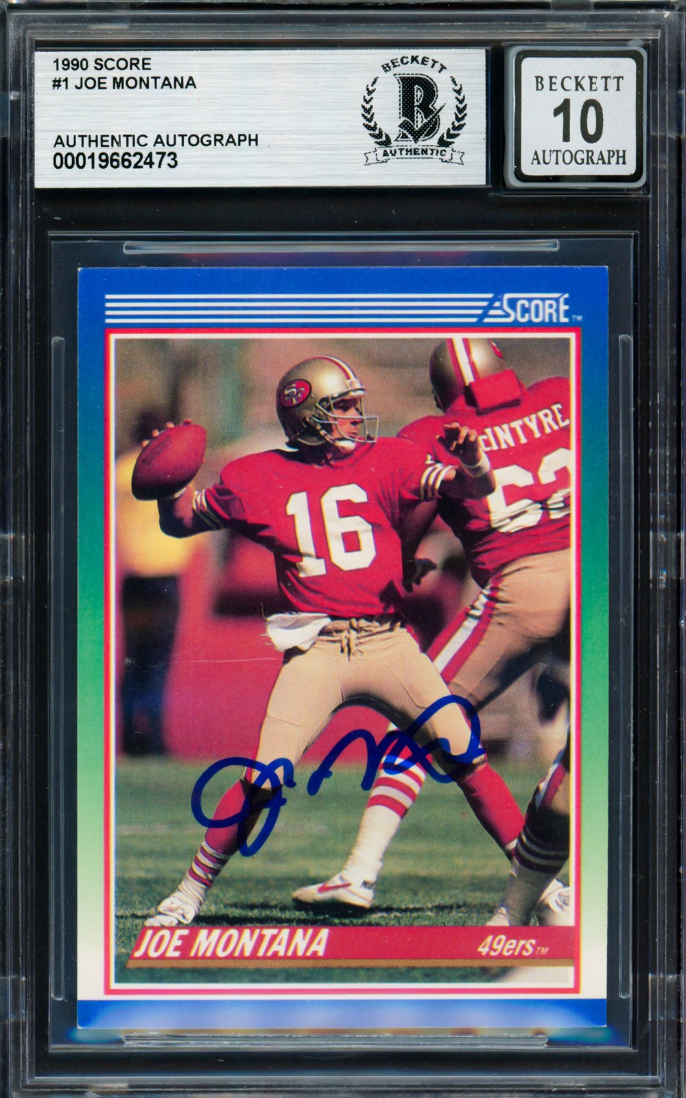Joe Montana Signed 1990 Score Card 1 San Francisco 49ers Auto GM 10 Beckett