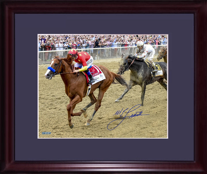 Mike Smith signed 8x10 Justify Triple Crown Belmont photo framed auto Steiner