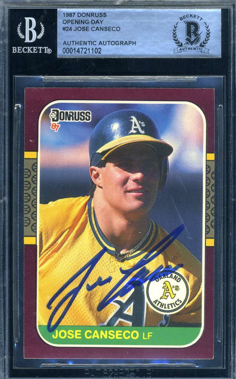 Jose Canseco Beckett Signed 1987 Donruss Opening Day Rookie Autograph