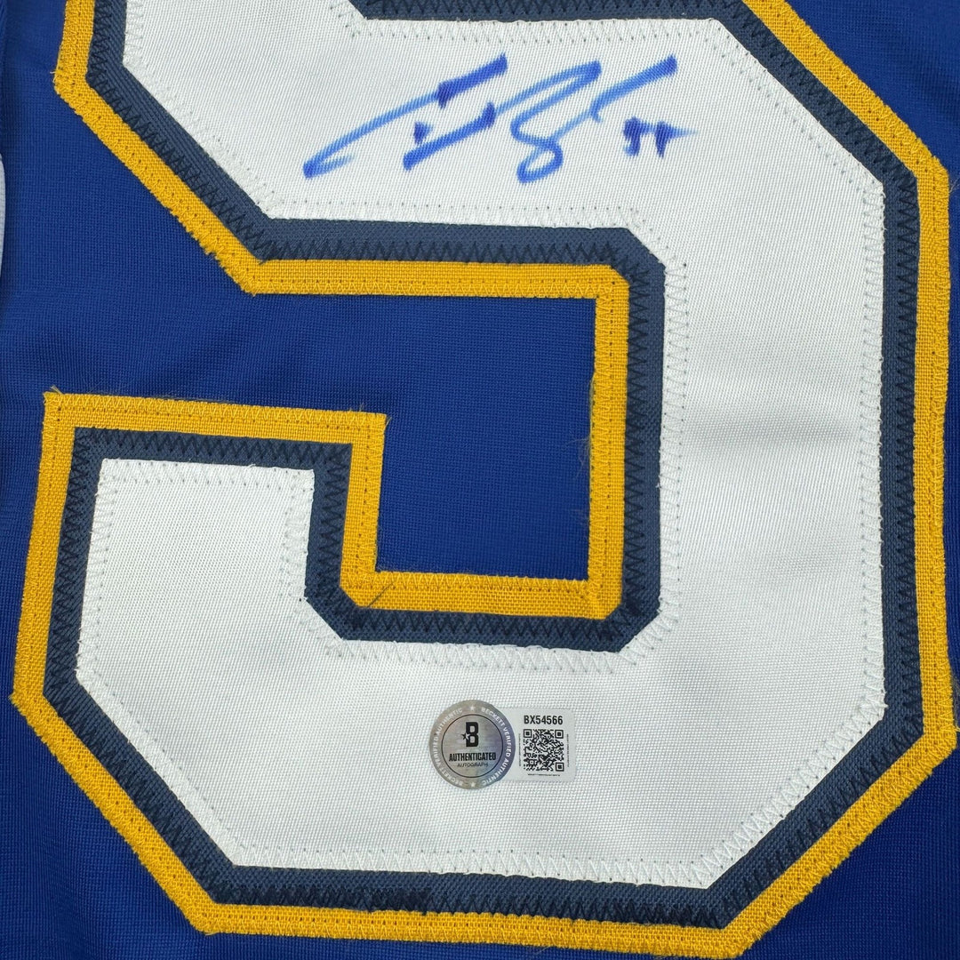Autographed/Signed Colton Parayko St. Louis Blue Jersey Beckett BAS COA