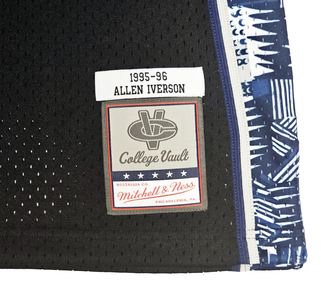 Georgetown Hoyas Allen Iverson Auto Black Mitchell Ness 95 College Jersey L BAS