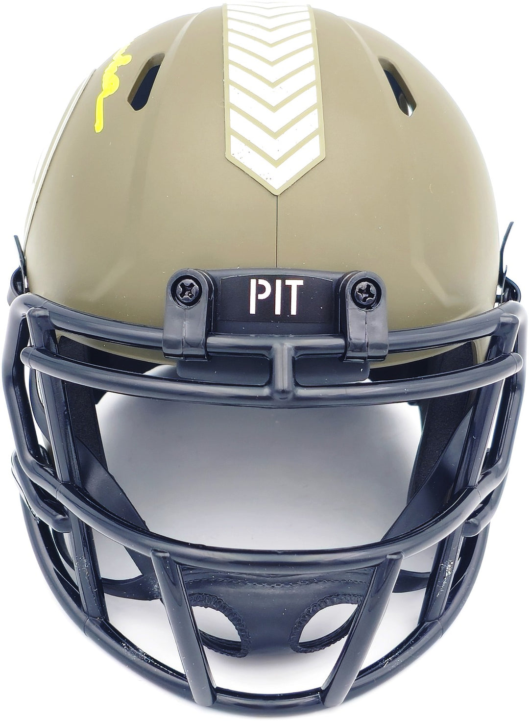 Terry Bradshaw Auto Steelers Army Green Salute to Service Mini Helmet Beckett