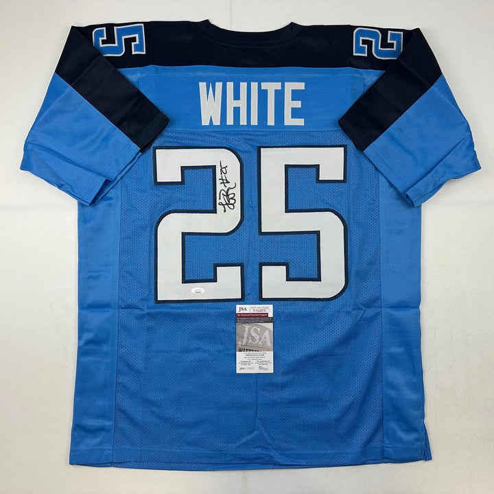 Autographed/Signed LenDale White Tennessee Light Blue Jersey JSA COA