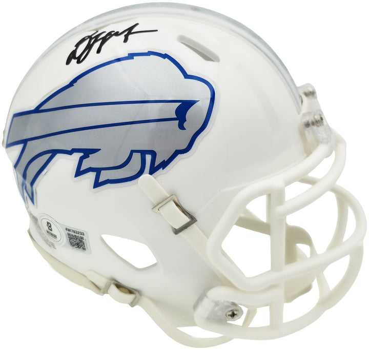 DJ Moore Signed Buffalo Bills White Rivalries Speed Mini Helmet Beckett Witness