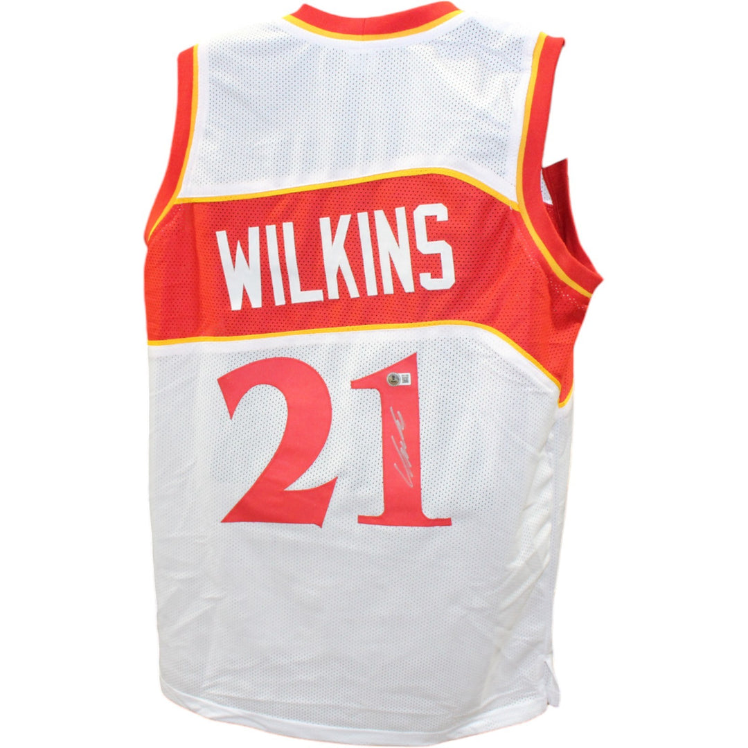 Dominique Wilkins Autographed Pro Style White XL Jersey Beckett Witness 49741
