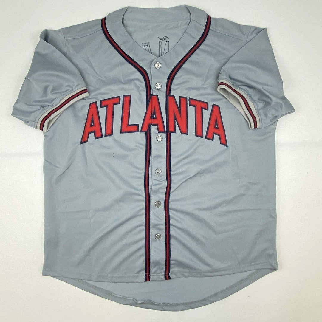 Autographed/Signed RONALD ACUNA JR. Atlanta Grey Jersey JSA COA Auto