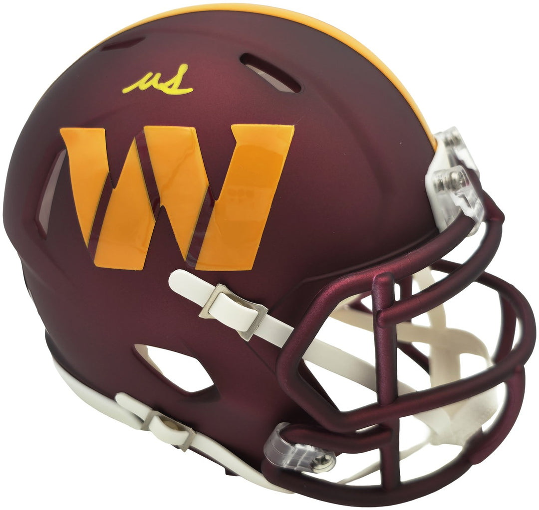 Mike Sainristil Signed Commanders Maroon Speed Mini Helmet Beckett Witness