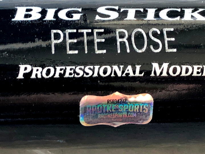 Pete Rose Signed Black Baseball Bat Inscribed "Hit King 4256" COA Radtke Reds