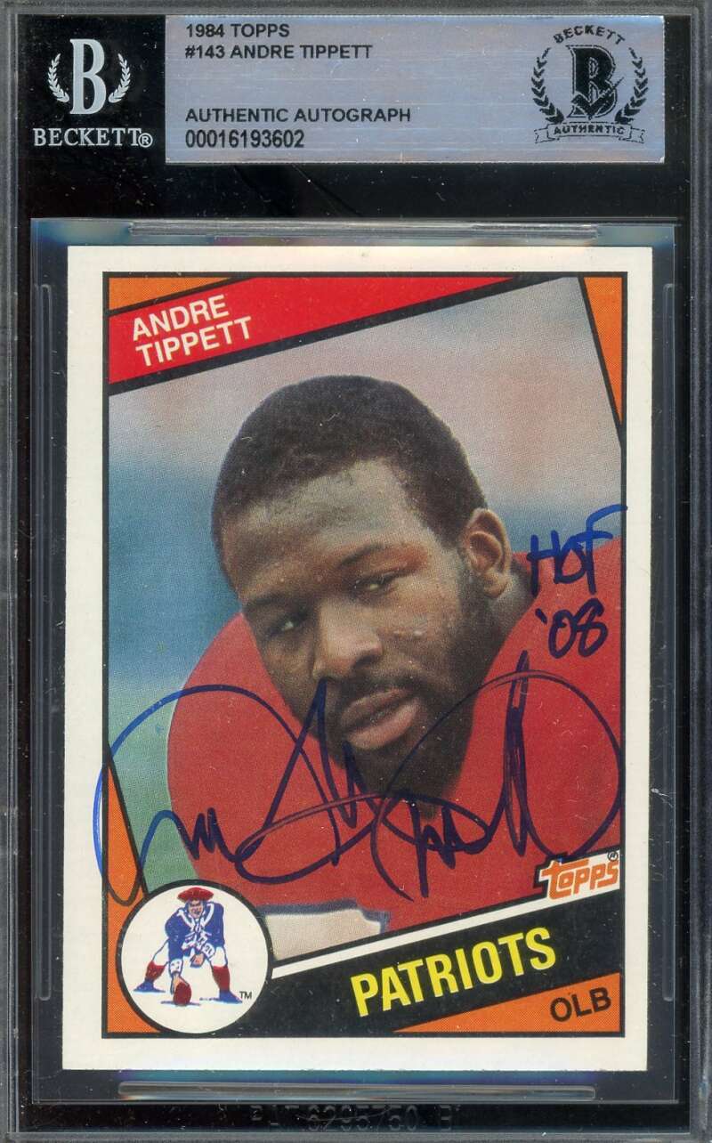 Andre Tippett Beckett BAS Vintage Signed 1984 Topps Rookie Autograph