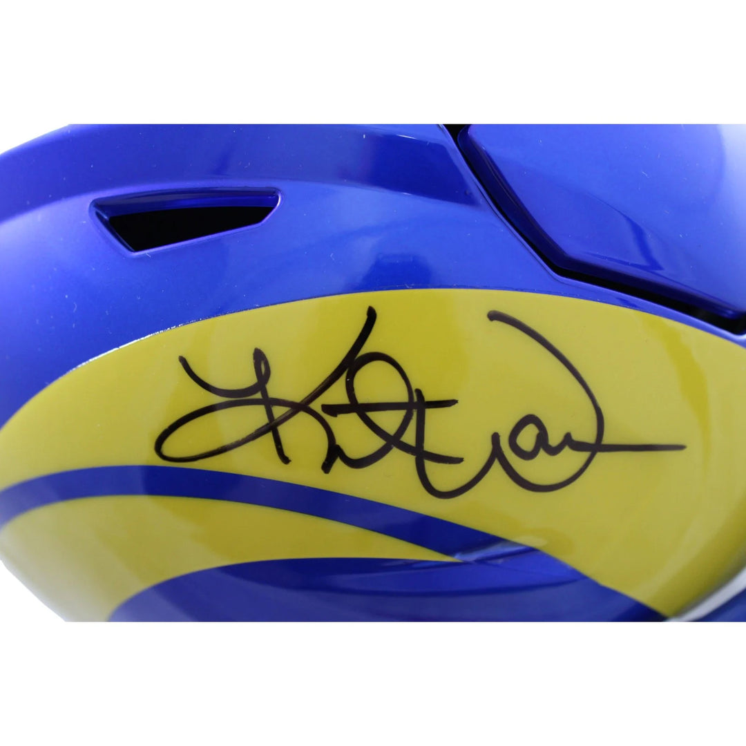 Kurt Warner Autographed Los Angeles Rams Mid-Size Midi Helmet Beckett WIT 58521
