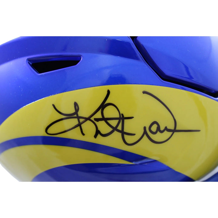 Kurt Warner Autographed Los Angeles Rams Mid-Size Midi Helmet Beckett WIT 58521