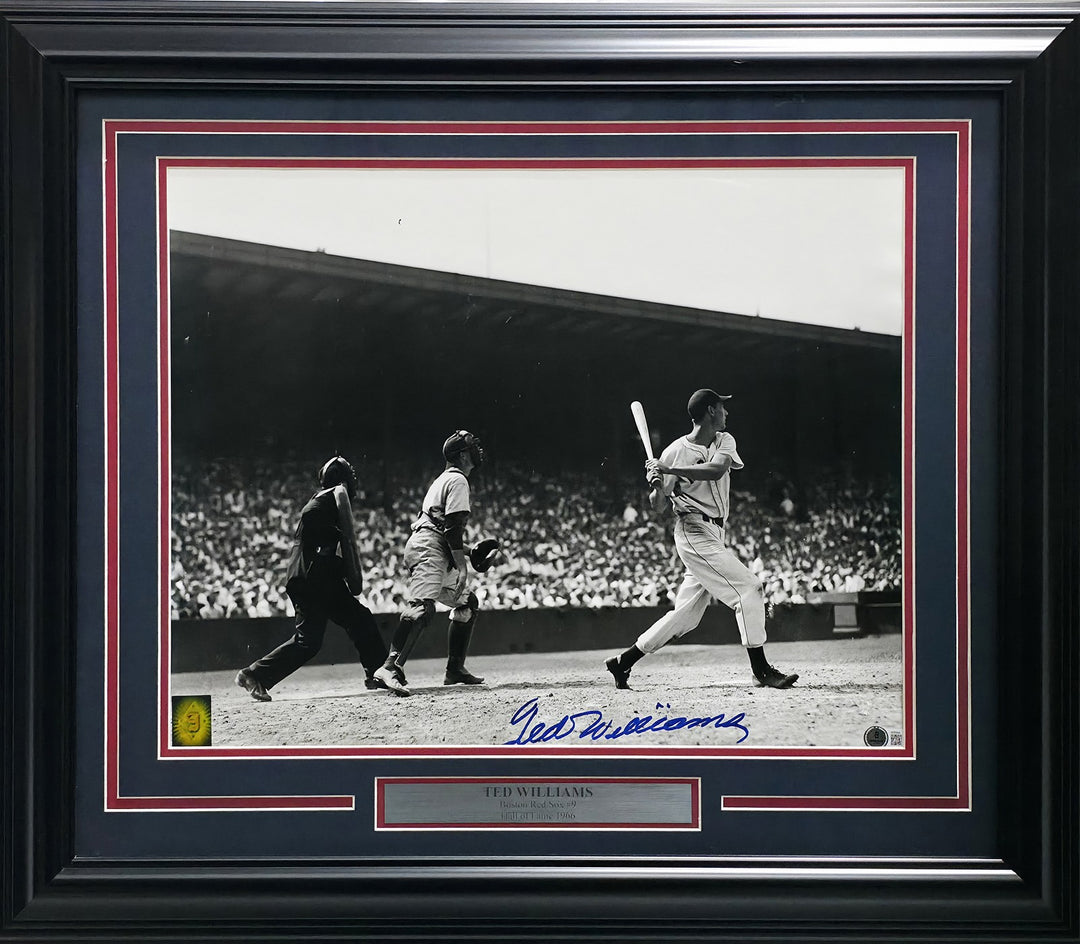 Ted Williams Signed Framed 16x20 Photo Boston Red Sox Beckett BAS