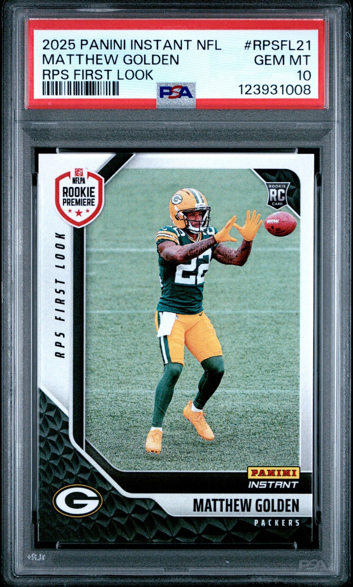 Graded 2025 Panini Instant Matthew Golden #RPSFL21 Rookie RC Card PSA 10