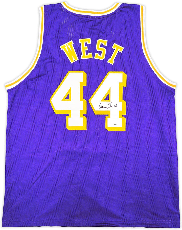 Los Angeles Lakers Jerry West Autographed Signed Purple Basketball Jersey JSA