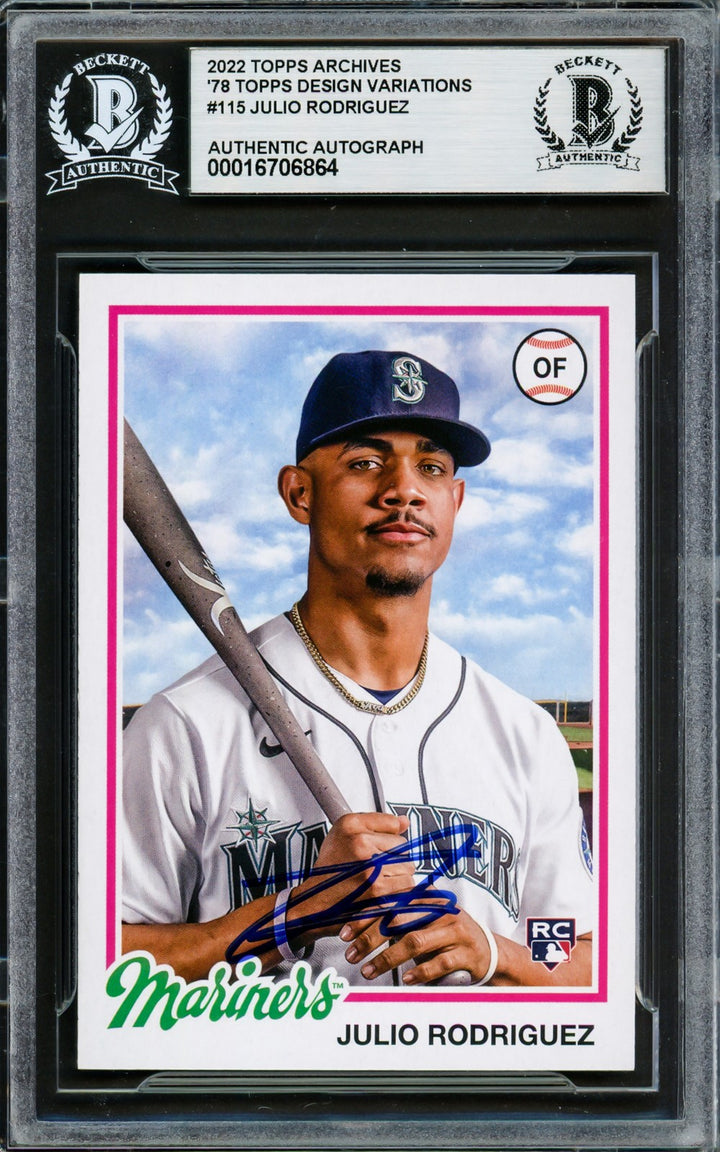 Julio Rodriguez Auto 2022 Topps Archives 78 Design Variations RC 115 BAS
