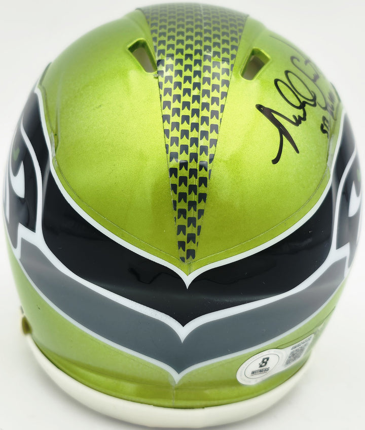Malcolm Smith Signed Seahawks Flash Green Speed Mini Helmet Beckett Wit