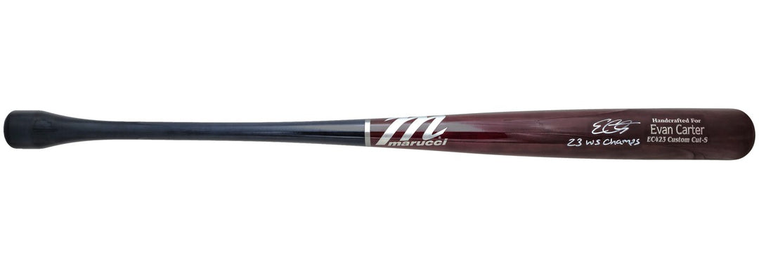Evan Carter Auto Maroon Marucci Player Model Baseball Bat Rangers WS Champ BAS