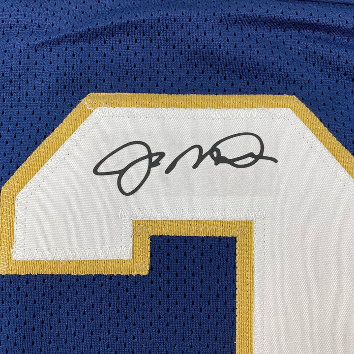 Facsimile Autographed Joe Montana Notre Dame Blue Laser Jersey Size Men's XL