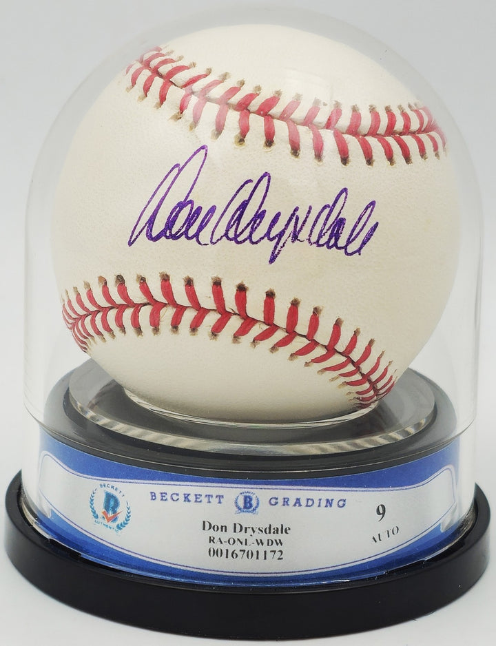 Don Drysdale Signed NL Baseball Dodgers Auto Mint 9 Beckett #16701172