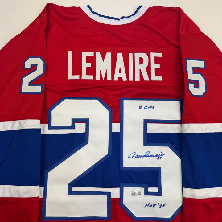 Autographed/Signed Jacques Lemaire Montreal Red Jersey Beckett BAS COA