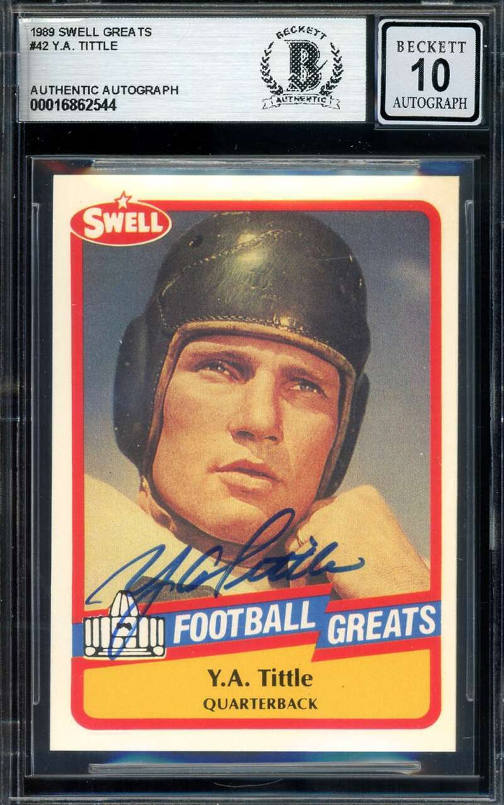 Y.A. Tittle Gem Mint 10 Beckett BAS Signed 1989 Swell Greats Autograph
