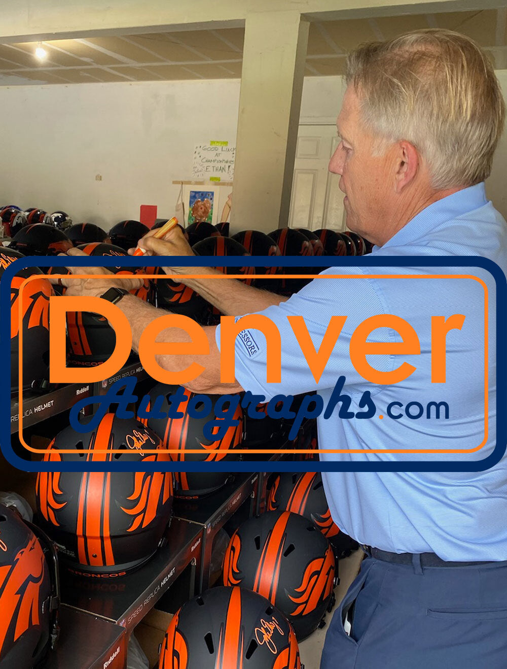 John Elway Autographed Denver Broncos Authentic Eclipse Helmet BAS 28276