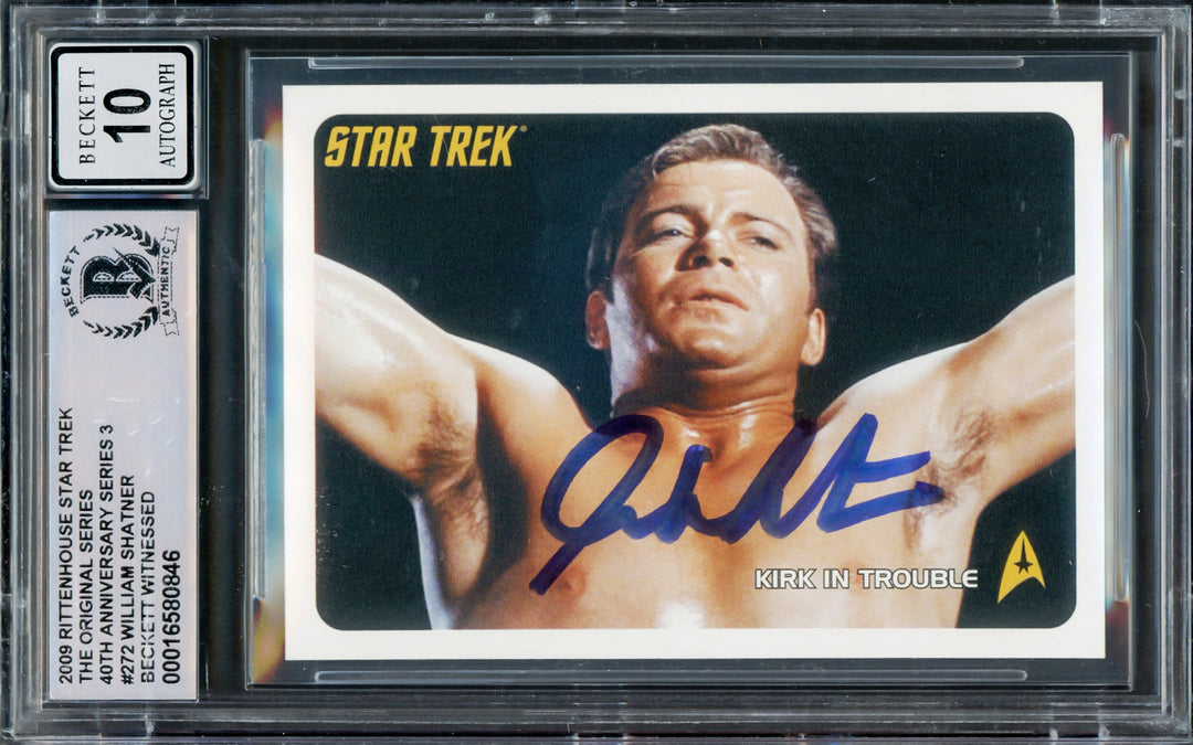William Shatner Signed 2009 Rittenhouse Card 272 Star Trek Sig 10 40th Beckett