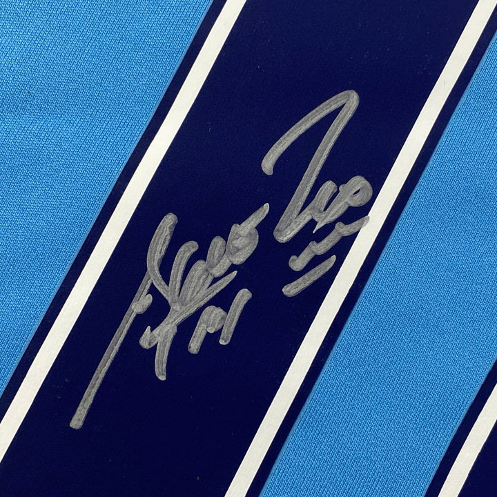 Autographed/Signed Sergio Kun Aguero Manchester City Blue Jersey BAS COA