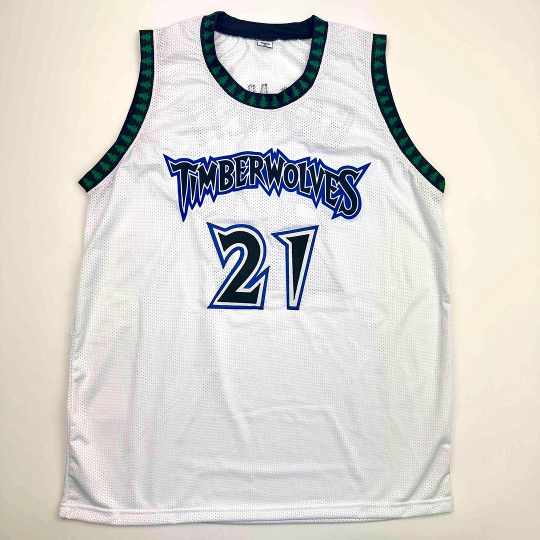 Autographed/Signed Kevin Garnett Minnesota White Jersey Beckett COA