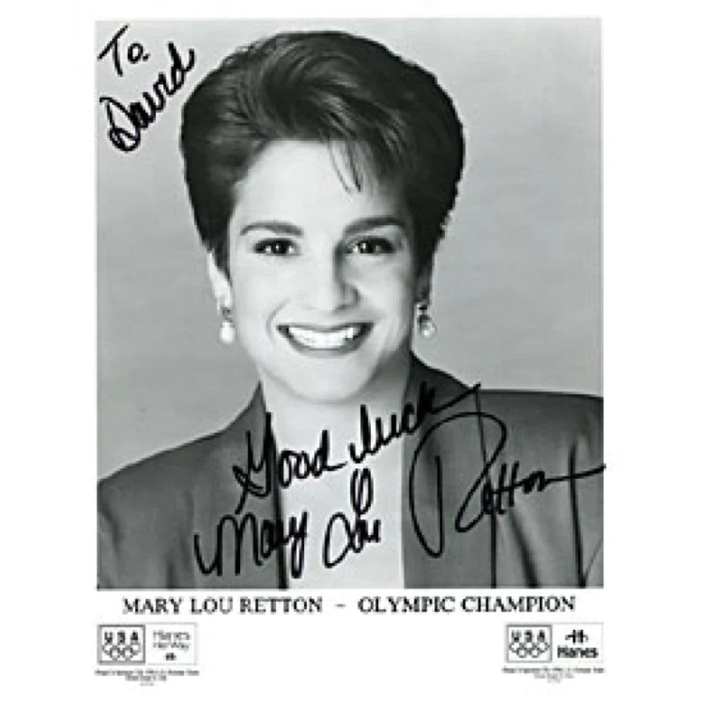 Mary Lou Retton Autographed Olympic Celebrity Black & White 8x10 Photo