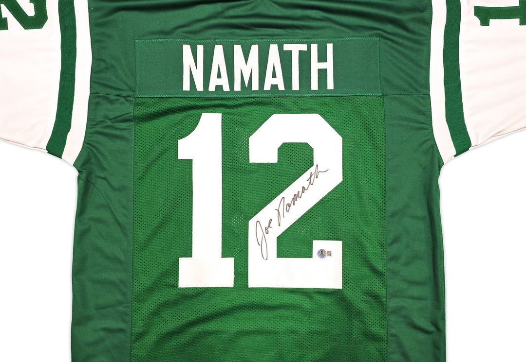 New York Jets Joe Namath Signed Green Jersey Beckett Wit