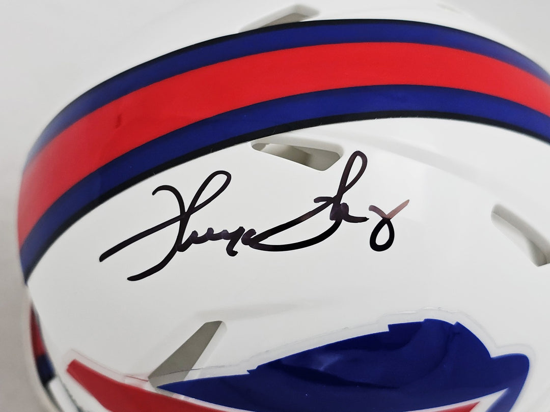 Thurman Thomas Signed Buffalo Bills White Speed Mini Helmet Beckett Wit