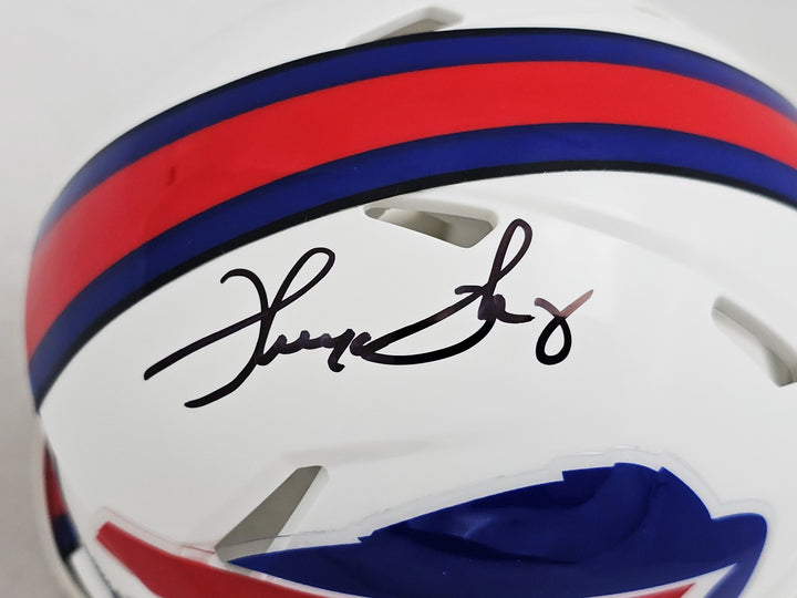 Thurman Thomas Signed Buffalo Bills White Speed Mini Helmet Beckett Wit
