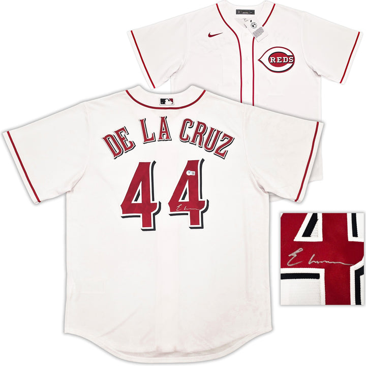 Cincinnati Reds Elly De La Cruz Signed White Nike Jersey Size XL Beckett Witness