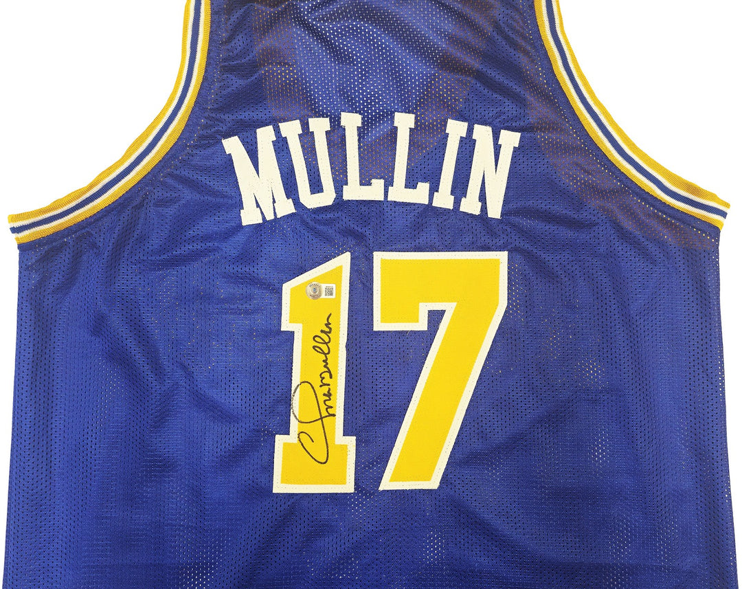 Golden State Warriors Chris Mullin Autographed Signed Blue Jersey Beckett Wit
