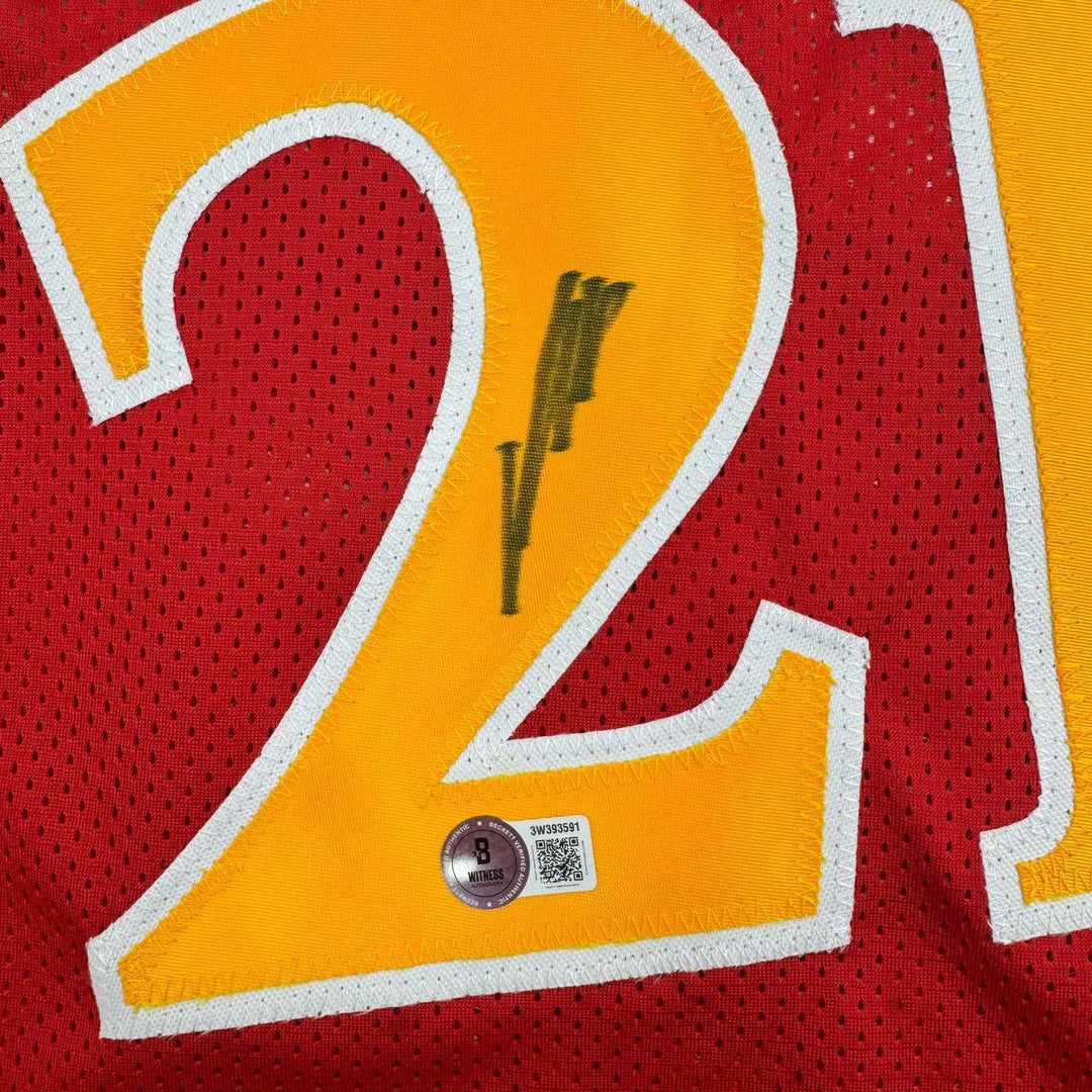Autographed/Signed DOMINIQUE WILKINS Atlanta Red Jersey PSA/DNA COA