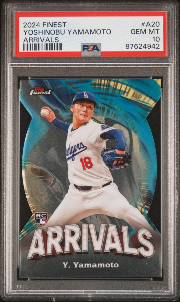 Graded 2024 Topps Finest Yoshinobu Yamamoto #A20 Arrivals Baseball Card PSA 10