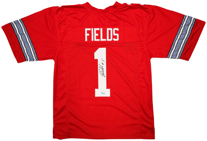 Ohio State Buckeyes Justin Fields Autographed Signed Red Jersey Beckett