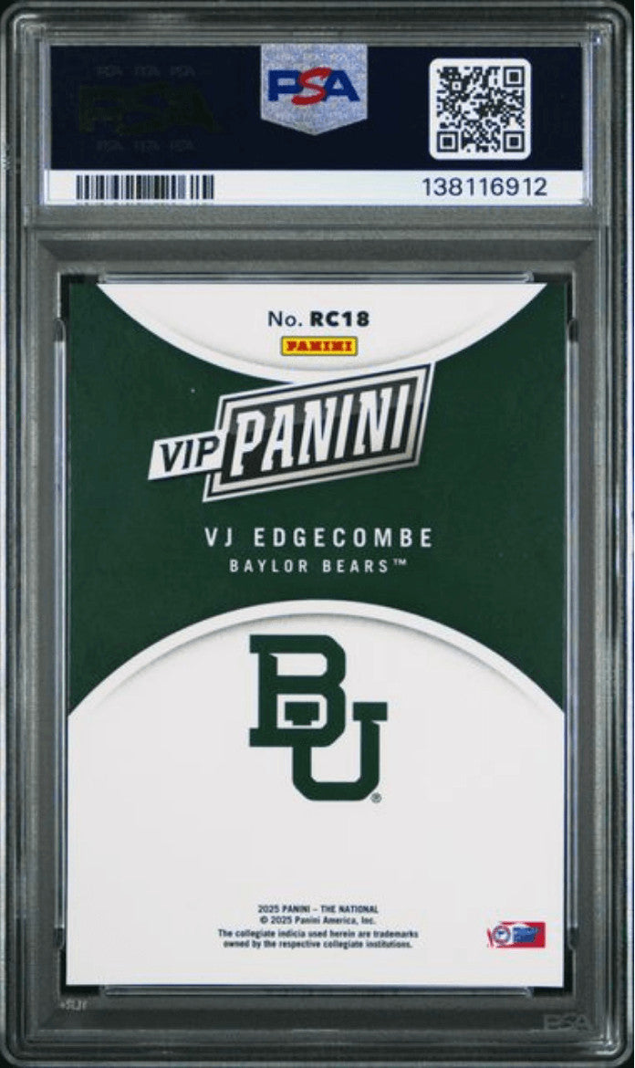 Graded 2025 Panini NSCC VIP Gold VJ Edgecombe #RC18 Rookie Card PSA 10 Mint