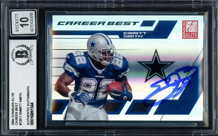 Emmitt Smith Auto 2004 Donruss Elite Career Best Card CB11 Sig 10 #/1650 Beckett