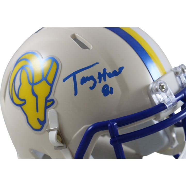 Torry Holt Autographed Los Angeles Rams Retro Mini Helmet Beckett Witness 56893