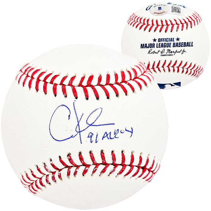 Chuck Knoblauch Signed Official MLB Baseball Yankees "91 AL ROY" Beckett Witness