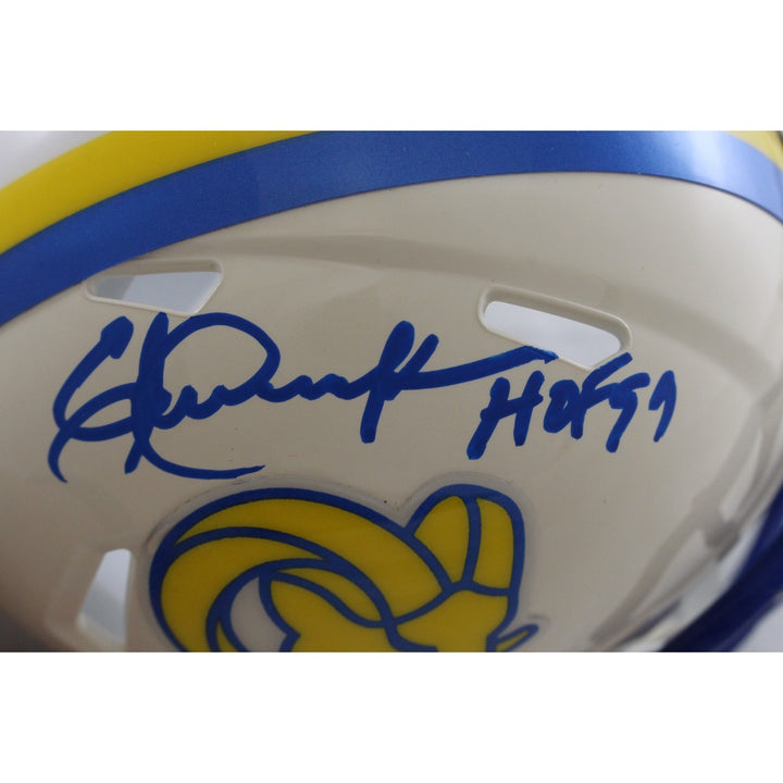 Eric Dickerson Autographed Los Angeles Rams Retro Mini Helmet Beckett 56421